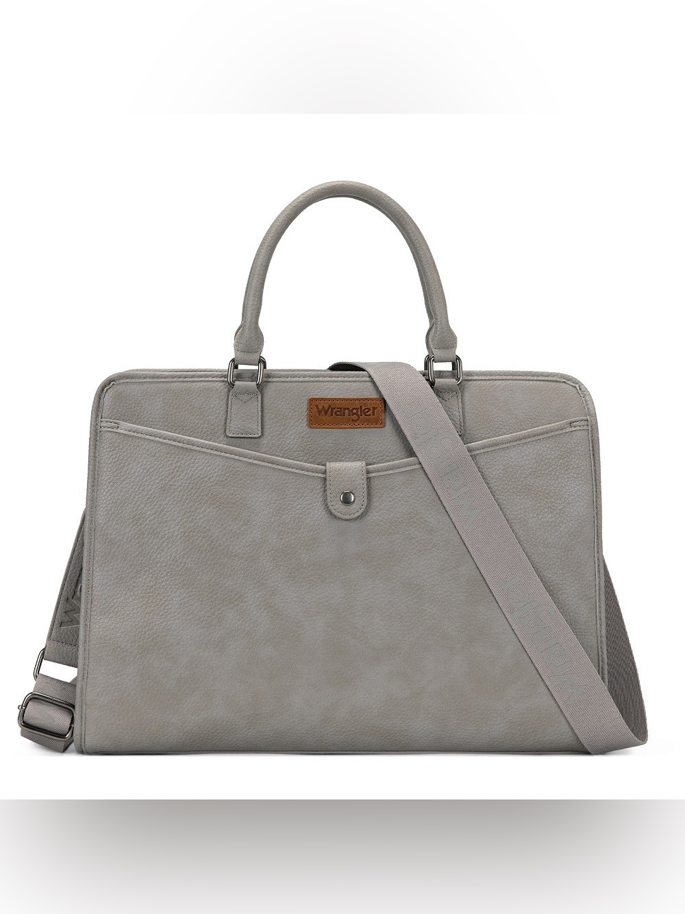 Wrangler Pebbled Faux Leather Laptop Brief Bag Grey